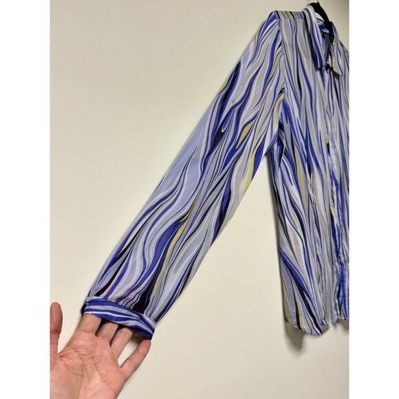 LAFAYETTE 148 100% Silk Sheer Long Sleeve Blouse, Edward Wilkerson, Sz 10 - Picture 3 of 9